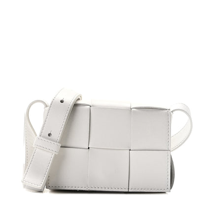 Bottega Veneta Lambskin Maxi Intrecciato Extra Mini Cassette Crossbody Bag White 1 of 8