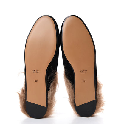 Gucci Velvet Fur Womens Princetown Slippers 39 Black 5 of 8