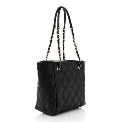 Chanel Caviar Quilted Small Shopping Tote Black 4 of 12