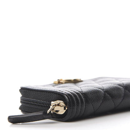 Chanel Caviar Quilted Boy Zip Around Coin Purse Wallet Black 6 of 10