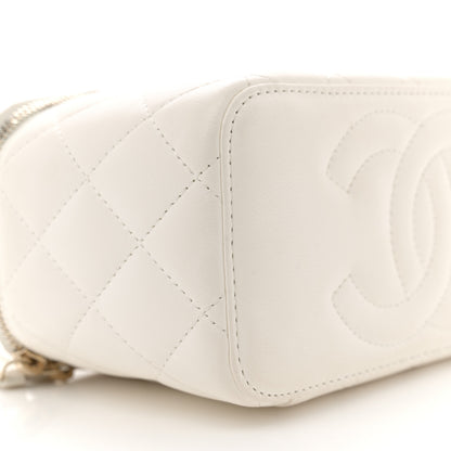 Chanel Lambskin Quilted Enamel CC Pearl Crush Small Vanity Case With Chain White 9 of 11