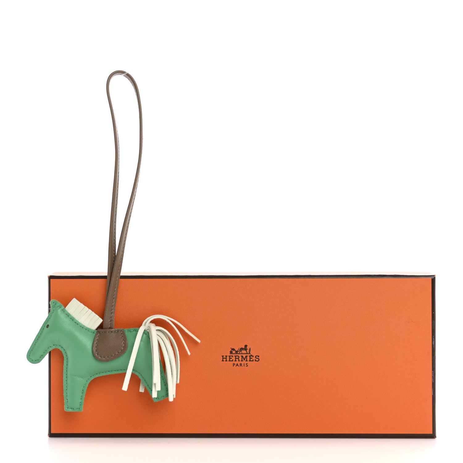 Hermes Milo Lambskin Grigri Rodeo Horse Bag Charm PM Menthe Vert Fizz Etoupe 5 of 5