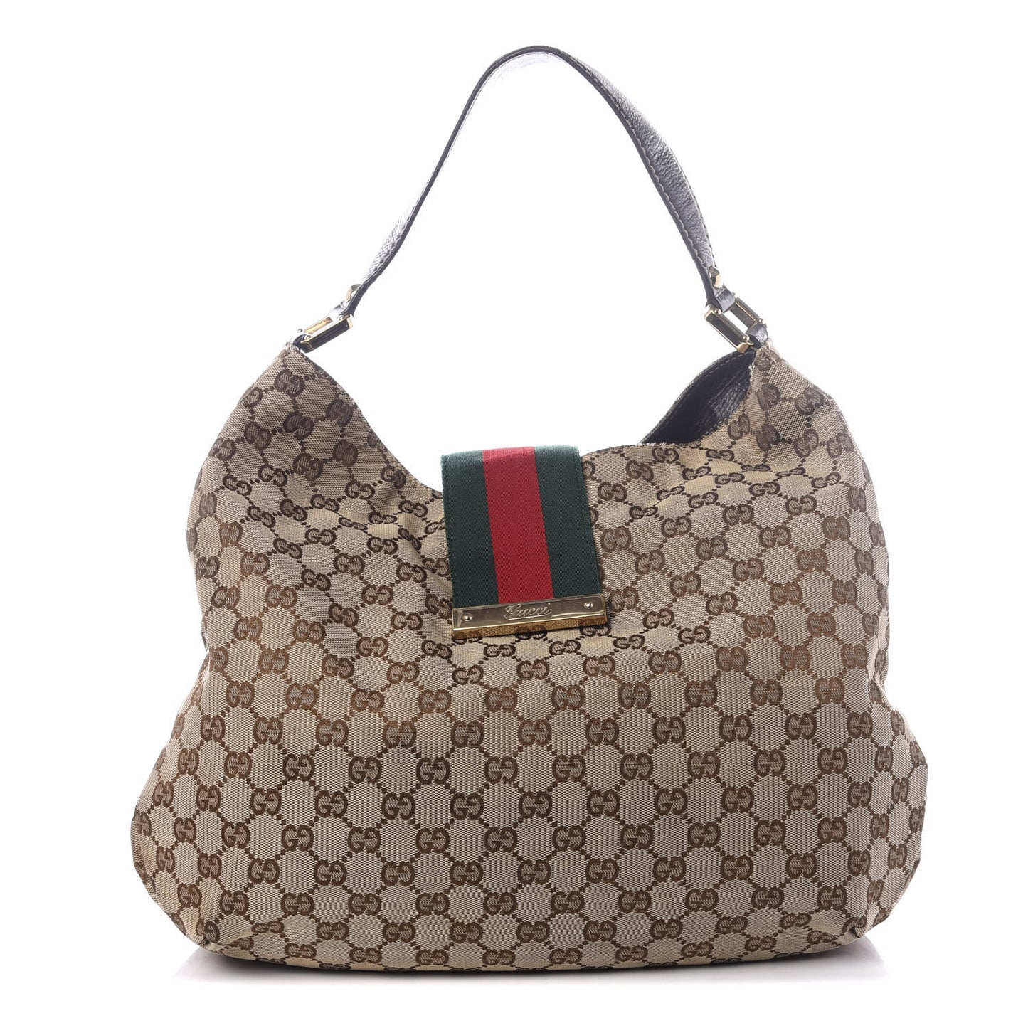 Monogram Large New Ladies Web Hobo Dark Brown