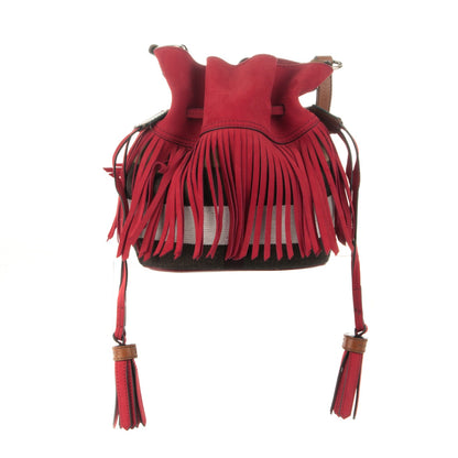 Burberry Suede Fringe Small Belgrove Bucket Bag Red 1 of 10