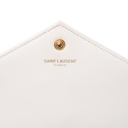 Saint Laurent Grain De Poudre Matelasse Chevron Monogram Chain Wallet Porcellana 6 of 13