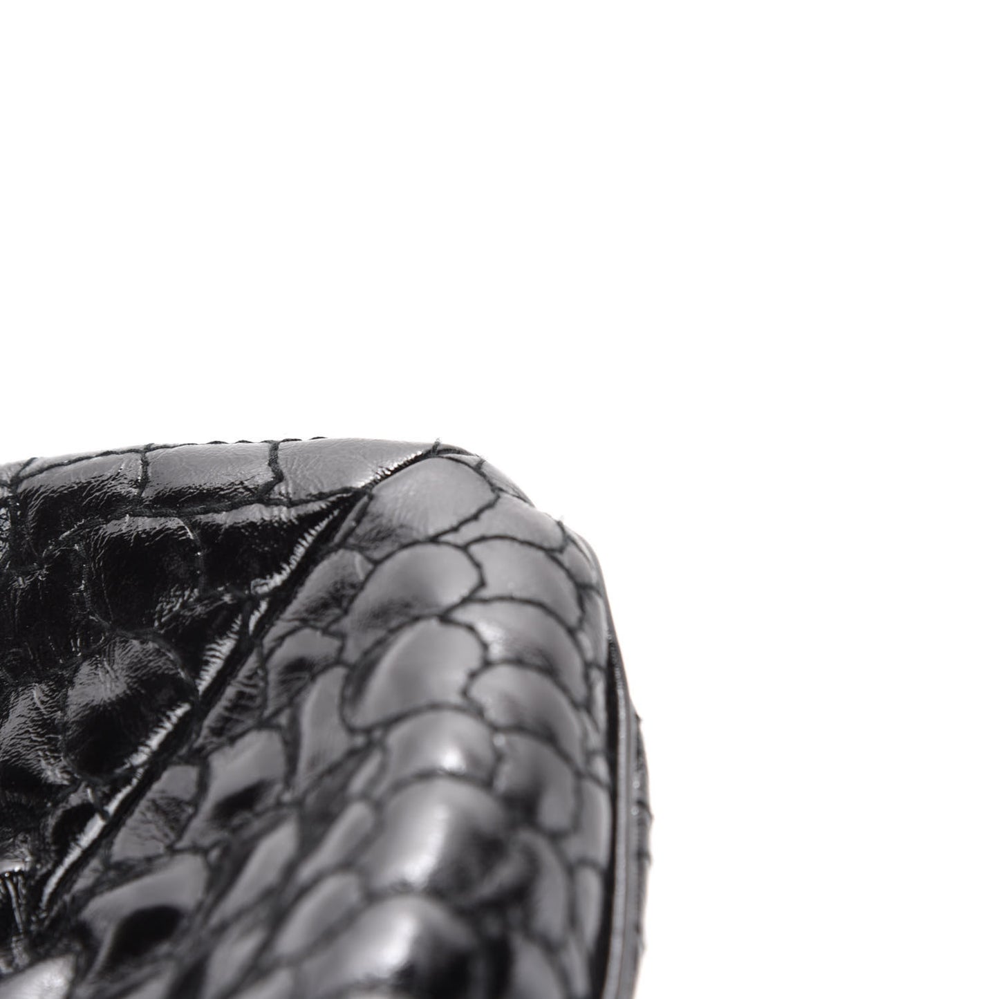 Patent Crocodile Embossed Tribute Tote Black