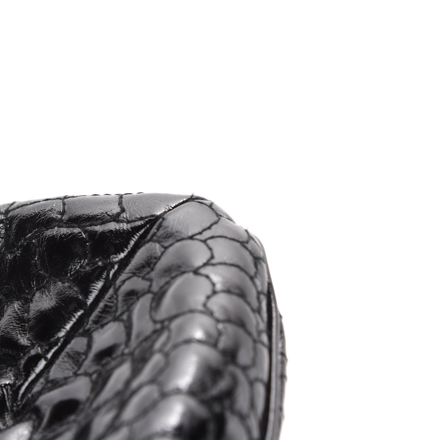 Saint Laurent Patent Crocodile Embossed Tribute Tote Black 9 of 14
