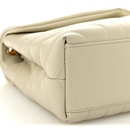 Saint Laurent Calfskin Y Quilted Monogram Small Loulou Chain Satchel Blanc Vintage 9 of 12