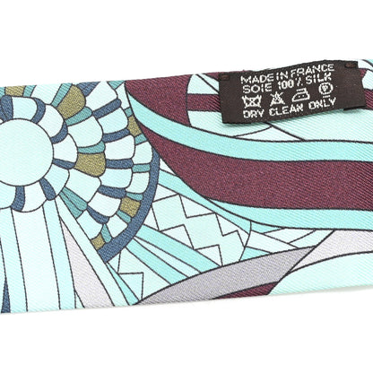 Hermes Silk Les Flots du Cheval Twilly Turquoise Bordeaux Aqua 3 of 3