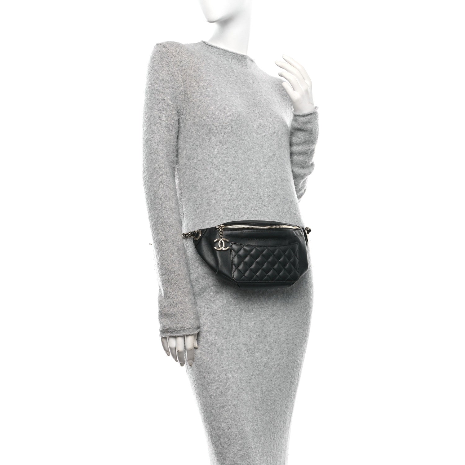 Chanel Lambskin Quilted Waist Bag Fanny Pack Black 2 of 10