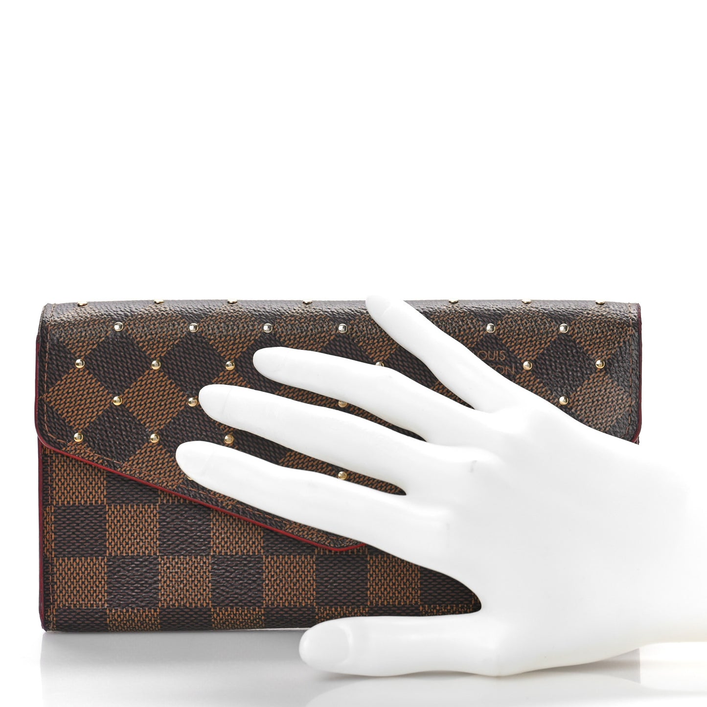 Damier Ebene Studded Sarah Wallet NM Cherry