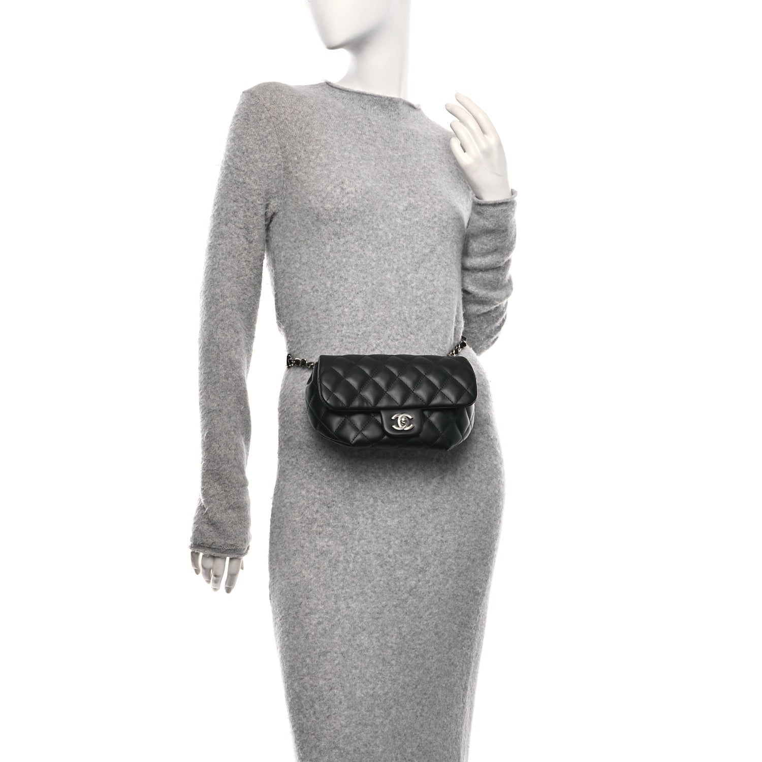 Chanel Calfskin Quilted CC Uniform Flap Belt Bag Black 2 of 11