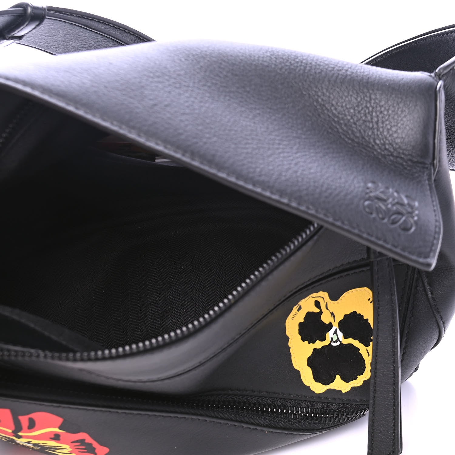 Loewe Calfskin Pansies Small Puzzle Bumbag Black 4 of 4
