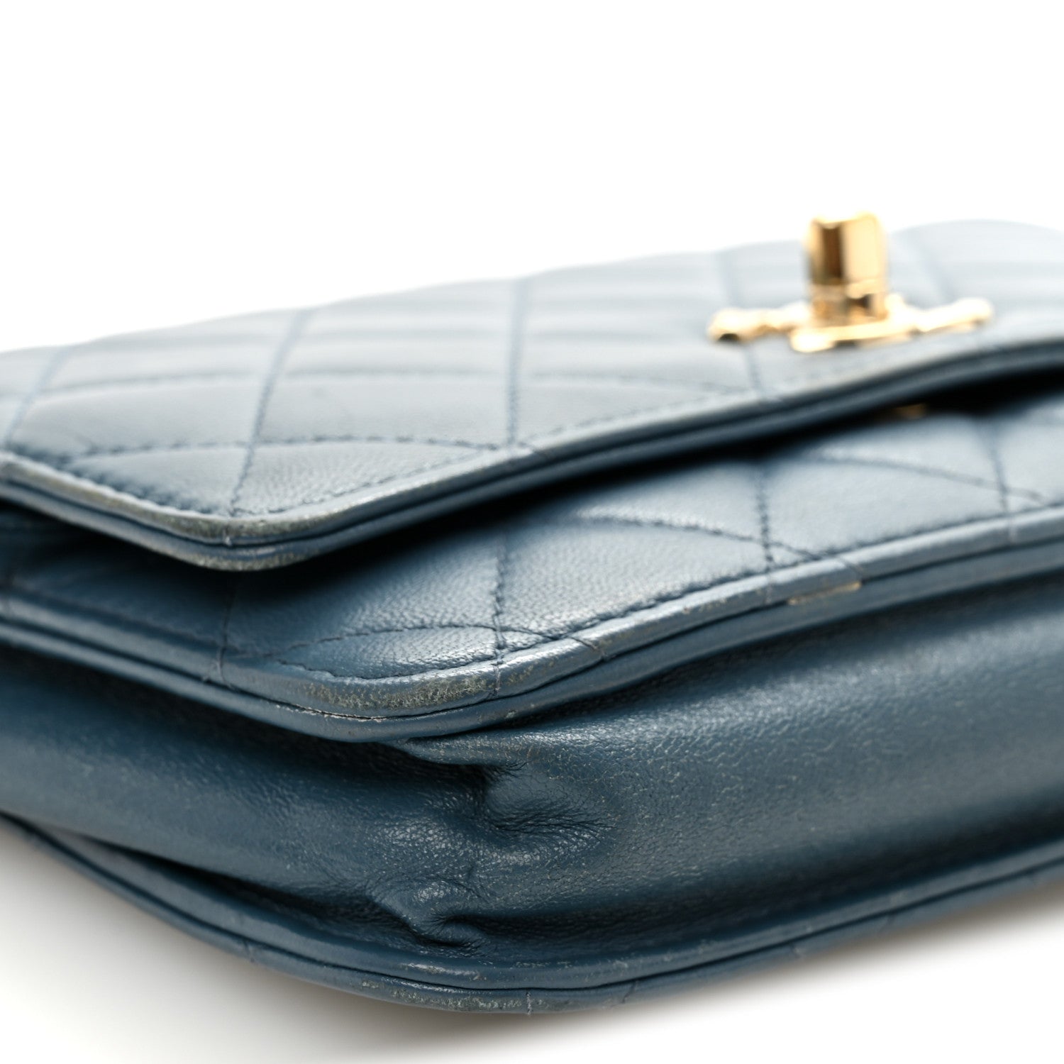 Chanel Lambskin Quilted Trendy CC Wallet On Chain WOC Blue 10 of 12