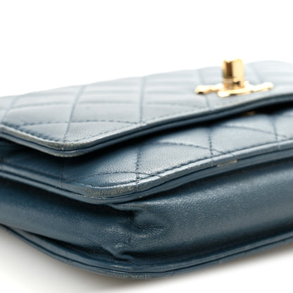 Chanel Lambskin Quilted Trendy CC Wallet On Chain WOC Blue 10 of 12