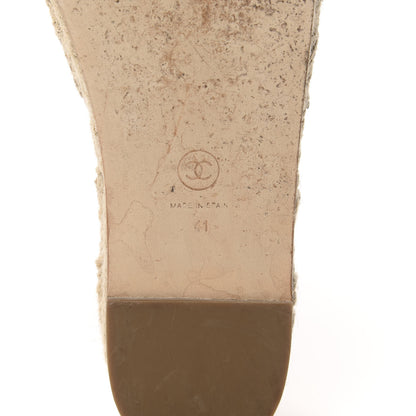 Chanel Lambskin Chain Espadrille Sandals 41 Beige White 9 of 13