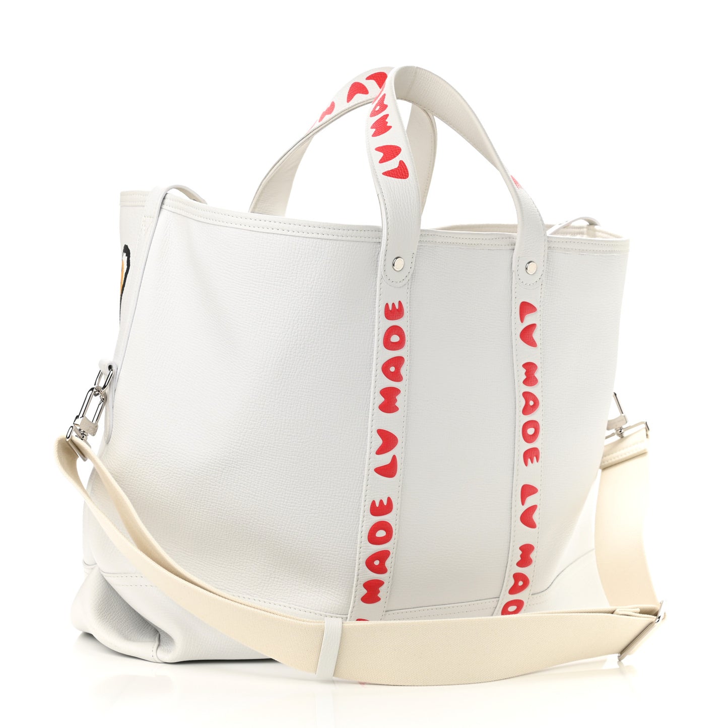X NIGO Calfskin Tiger Journey Tote White