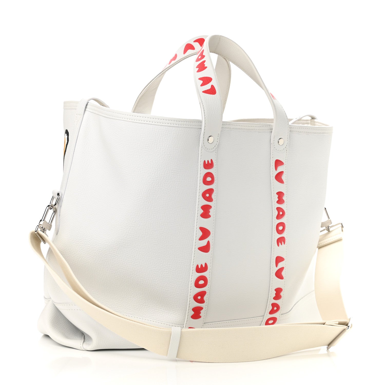 Louis Vuitton X NIGO Calfskin Tiger Journey Tote White 3 of 9