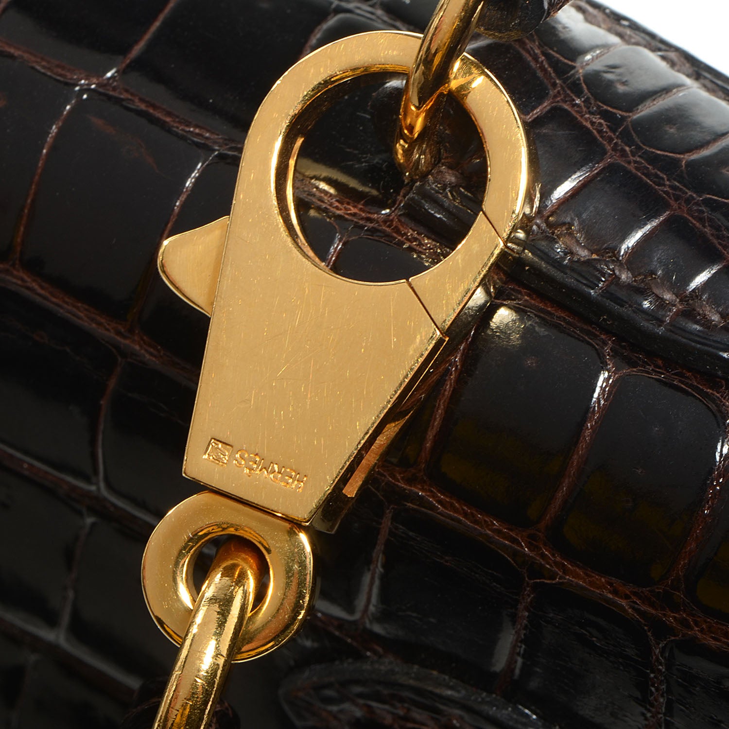 Hermes Shiny Porosus Crocodile Kelly Sellier 25 Cocoan 17 of 28