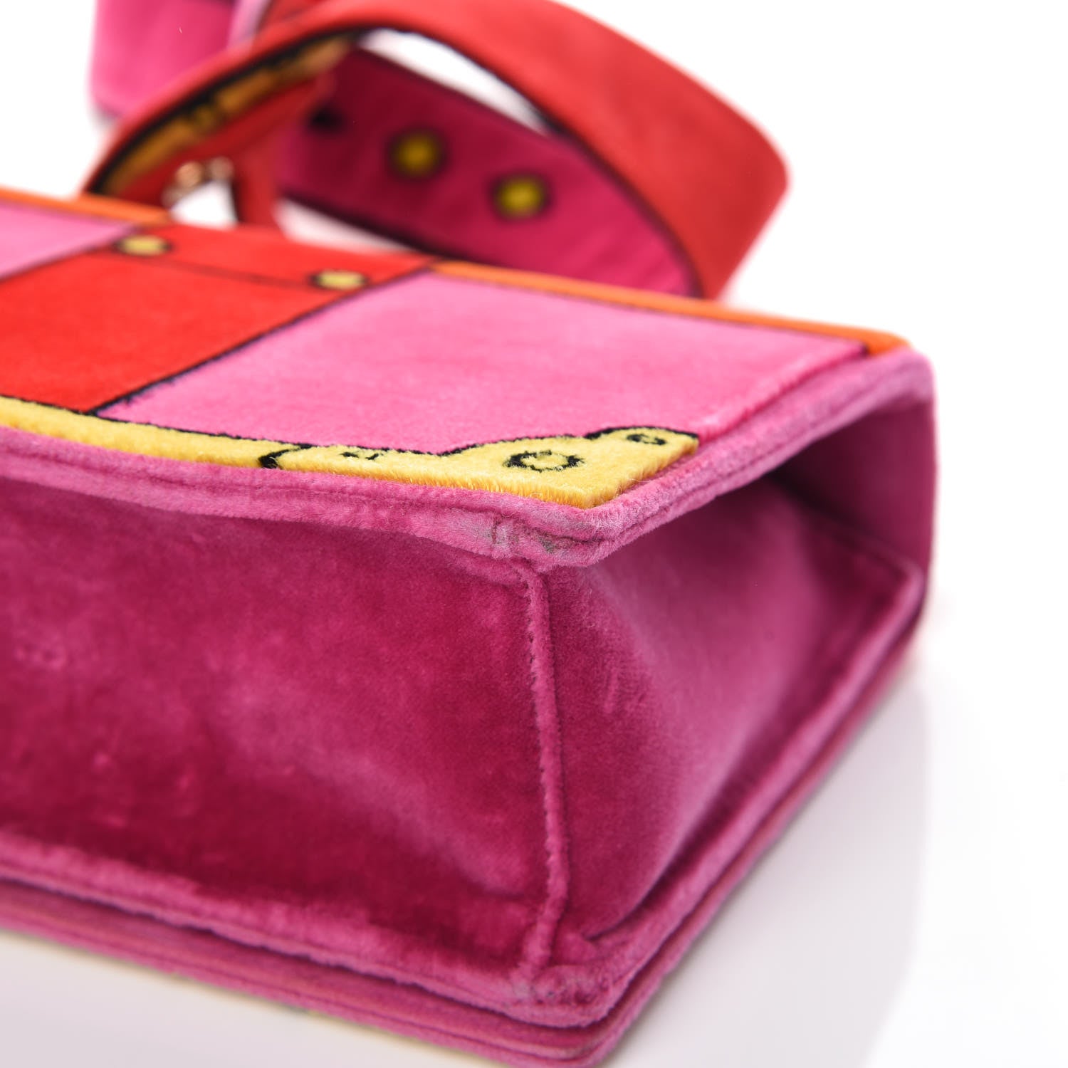 Prada Velluto Ricamo Cahier Shoulder Bag Fuxia 10 of 11