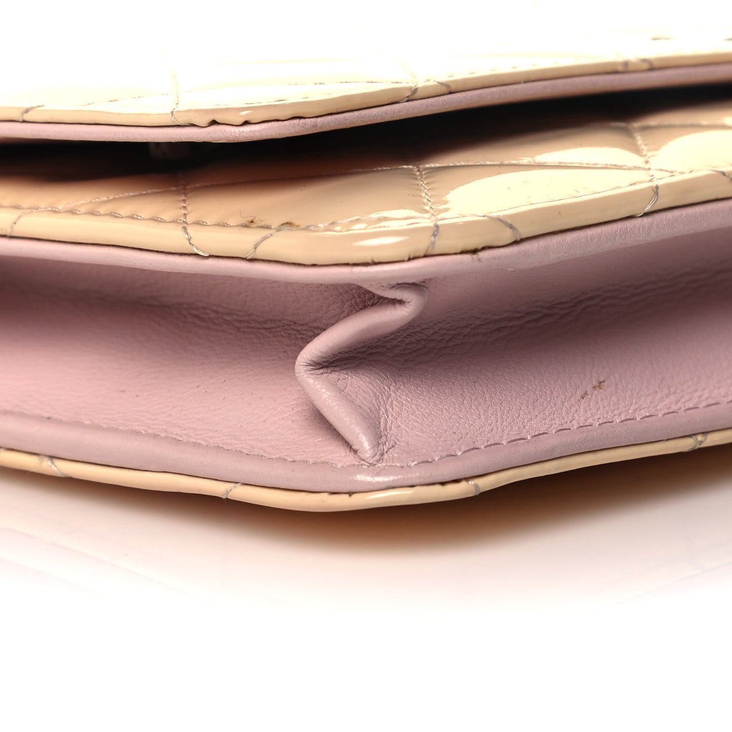 Patent Quilted Wallet On Chain WOC Pink