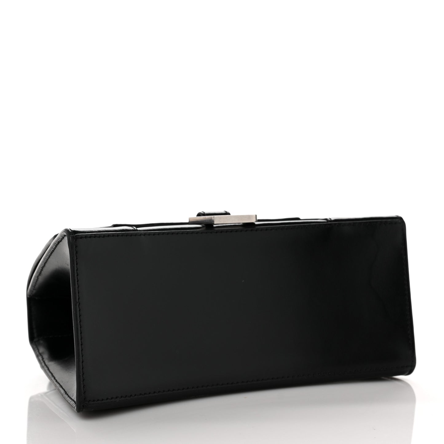 Shiny Box Calfskin Graffiti Logo Small Hourglass Top Handle Bag Black Pink