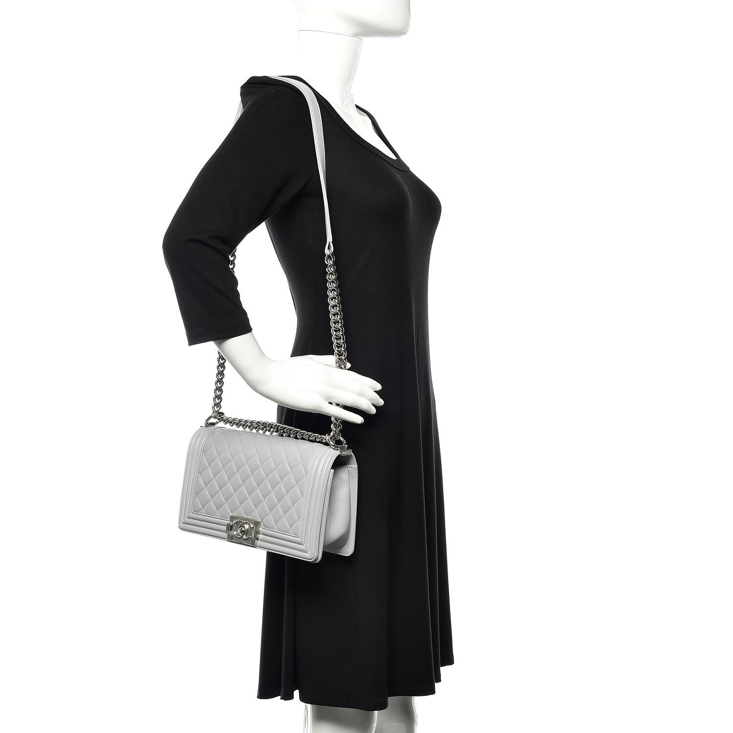 Chanel Lambskin Quilted Medium Boy Flap Grey 2 of 10
