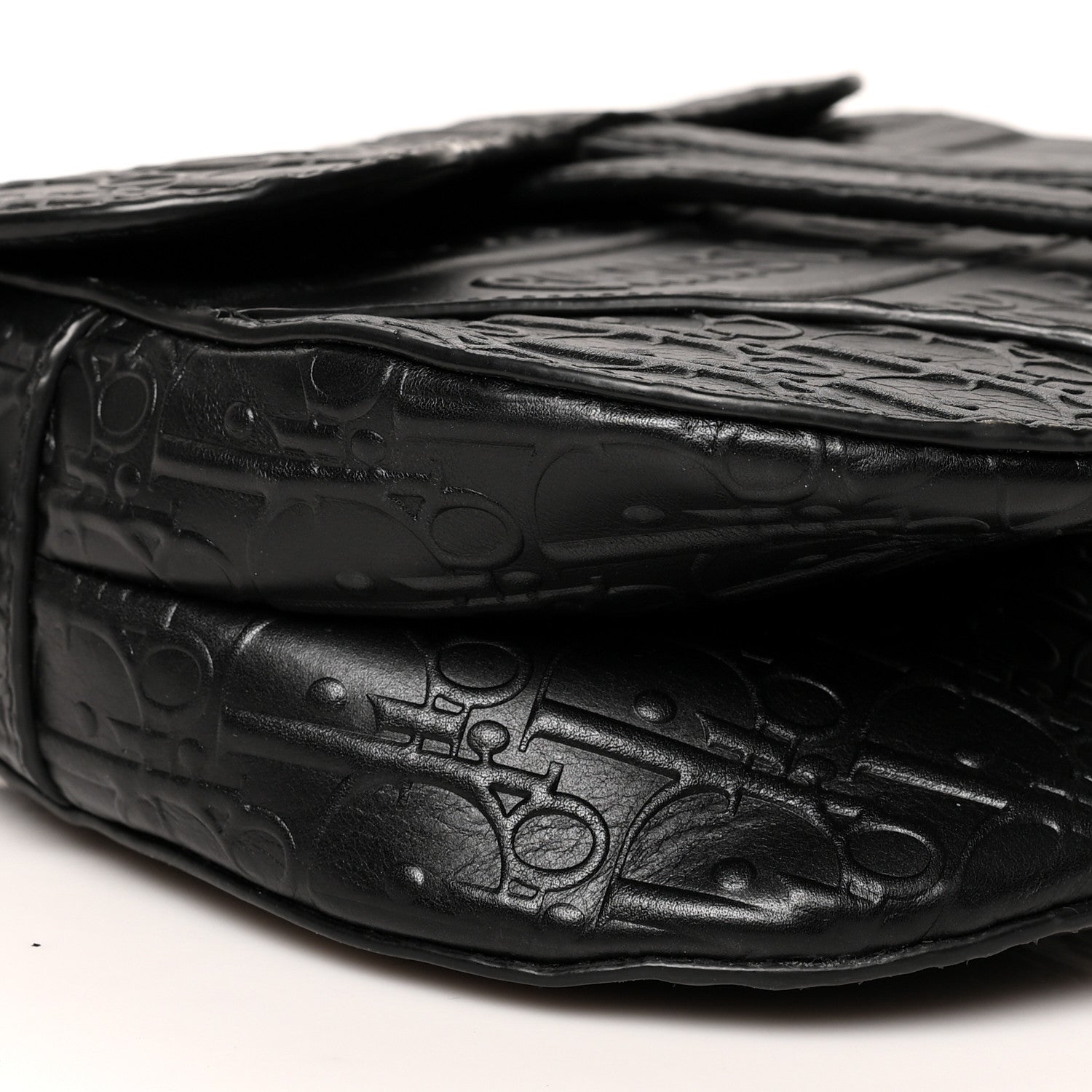 Christian Dior Calfskin Embossed Oblique Saddle Bag Black 9 of 13