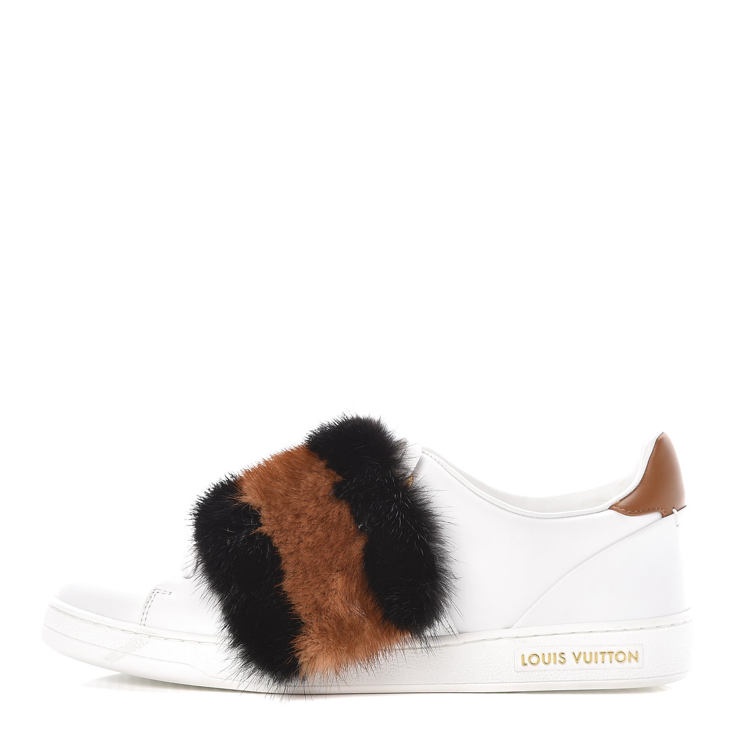 Calfskin Mink Fur Frontrow Sneakers 39 White