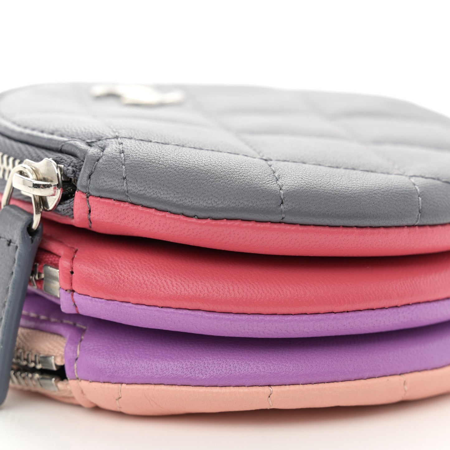 Lambskin Quilted Round Clutch With Chain Multicolor
