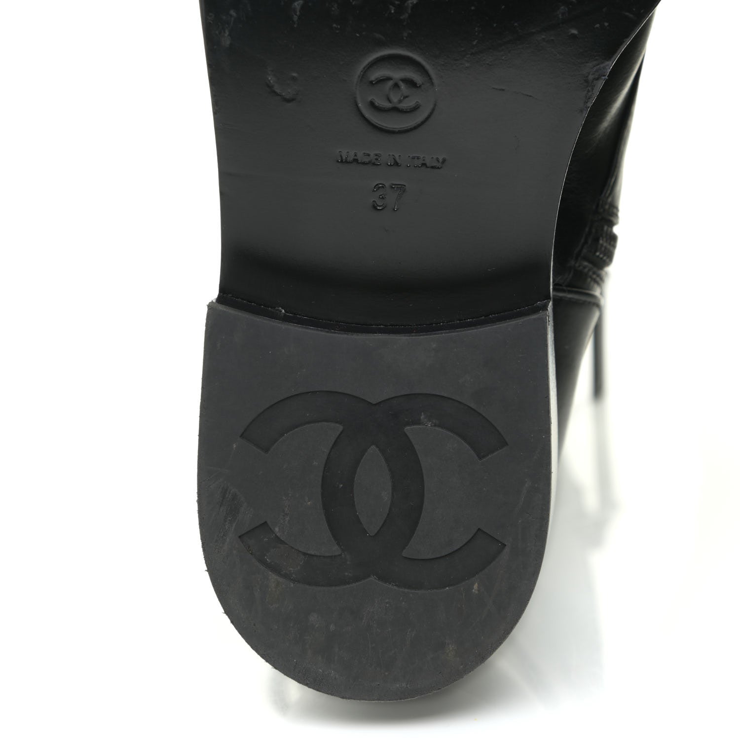 Chanel Calfskin Lace Up Combat Boots 37 Black 9 of 13