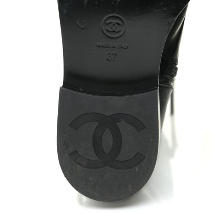 Chanel Calfskin Lace Up Combat Boots 37 Black 9 of 13
