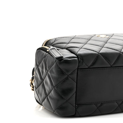 Chanel Lambskin Quilted Multi Pocket Top Handle Vanity With Chain Black 10 of 11