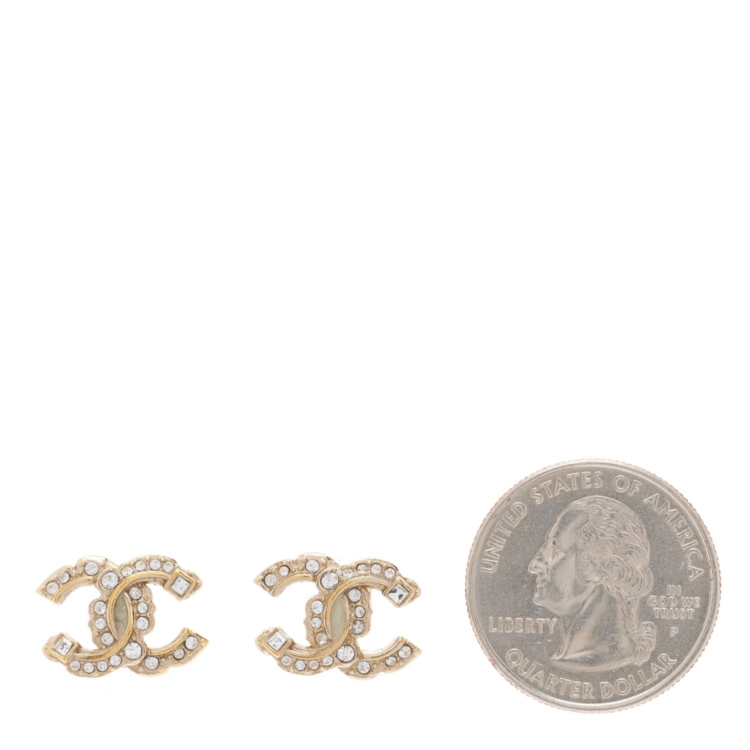 Chanel Crystal CC Earrings Gold 2 of 6