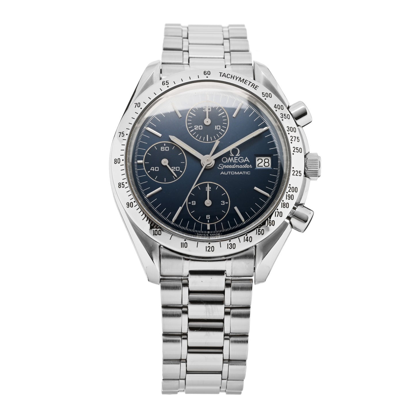 Stainless Steel 39mm Speedmaster Date Chronograph Automatic Watch Blue 3511.80