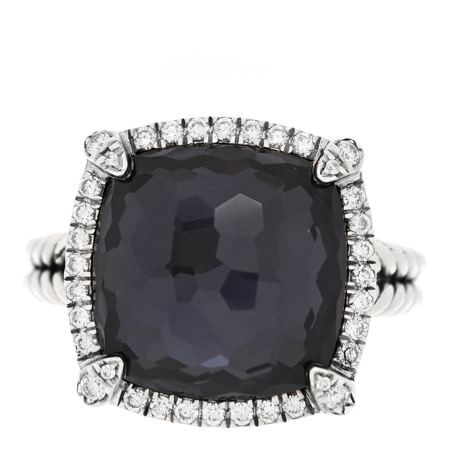 David Yurman Sterling Silver Diamond Black Orchid 14mm Chatelaine Pave Bezel Ring 56 7.5 1 of 4