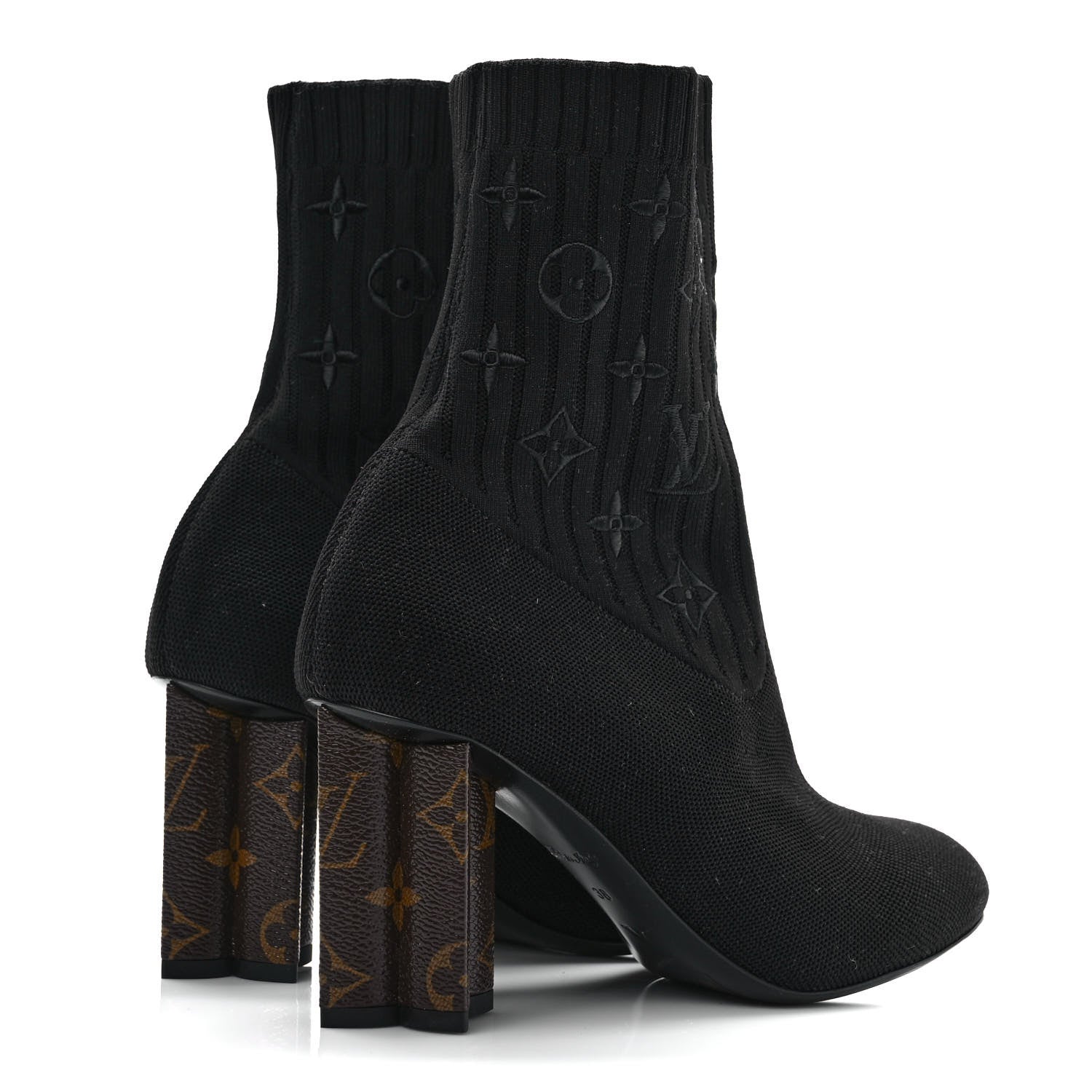Louis Vuitton Monogram Stretch Fabric Silhouette Ankle Boots 38 Black 4 of 7