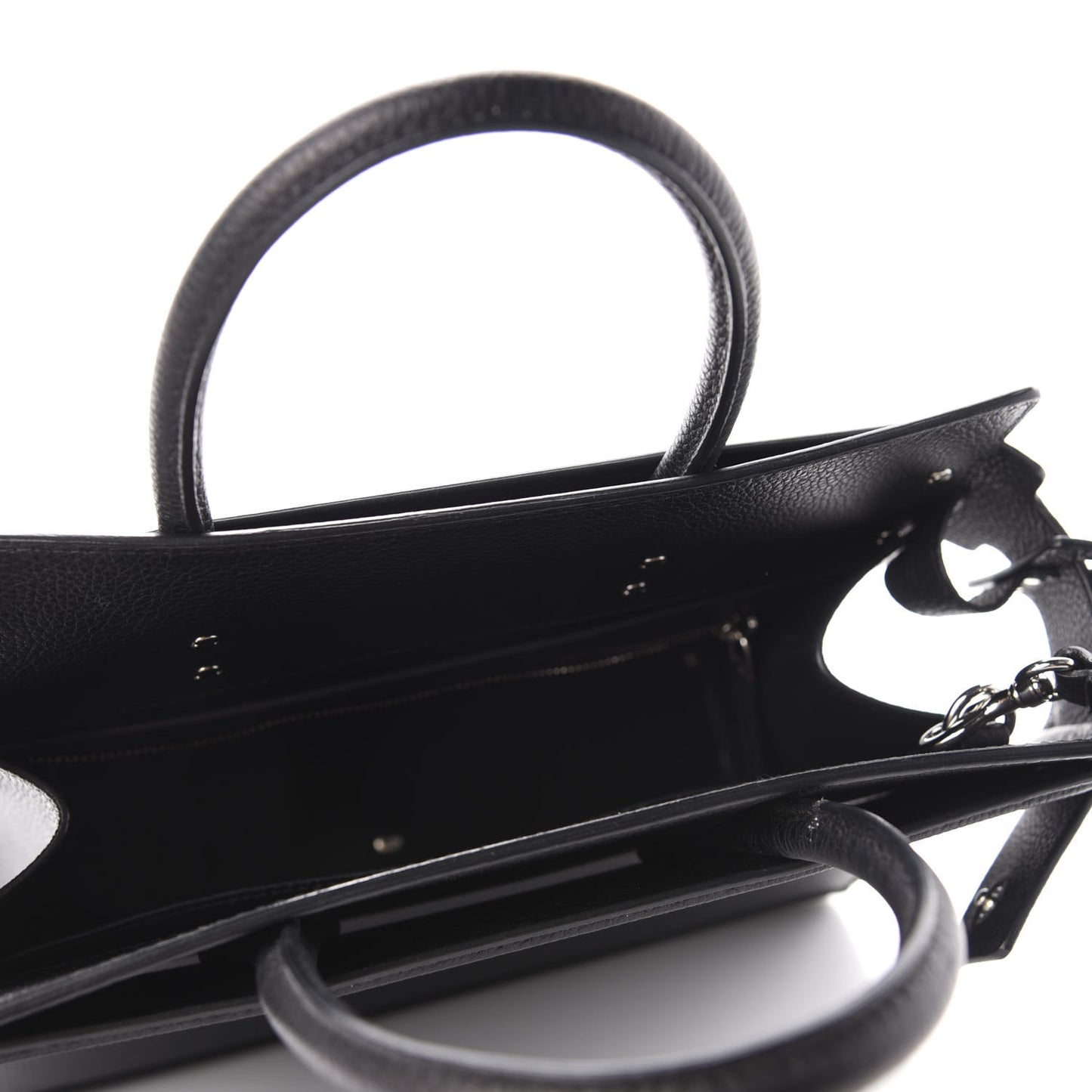 Grained Calfskin Small Horizon Satchel Black