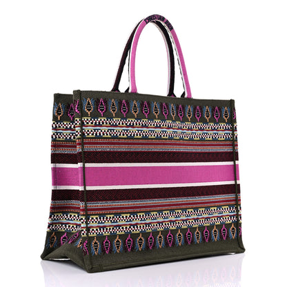 Christian Dior Canvas Embroidered Book Tote Olive Multicolor 3 of 11