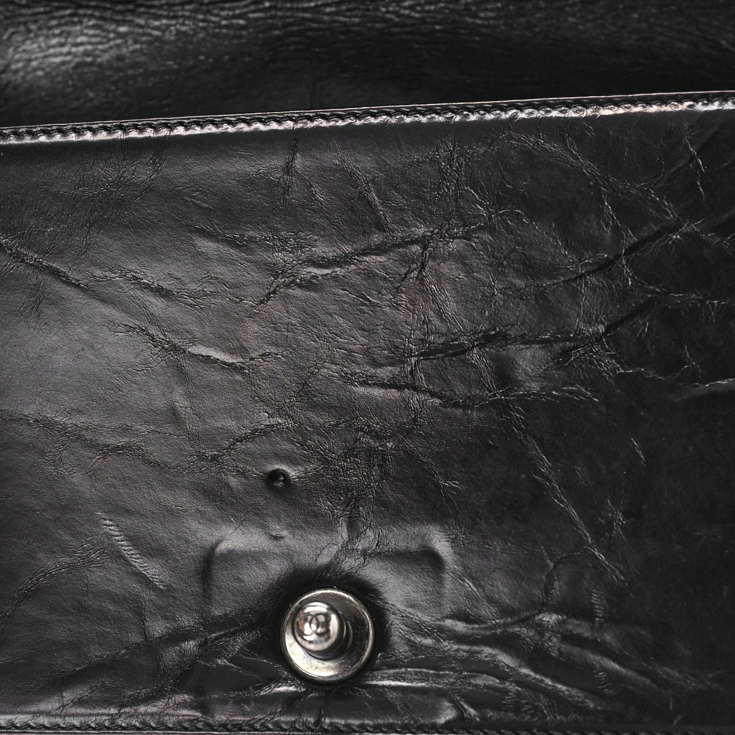 Glazed Calfskin Quilted Medium Boy Chained Flap Black
