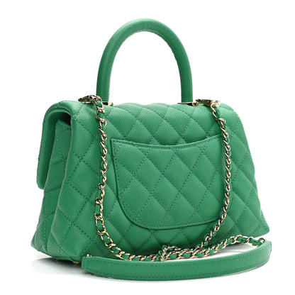 Chanel Caviar Quilted Mini Coco Handle Flap Green 3 of 11