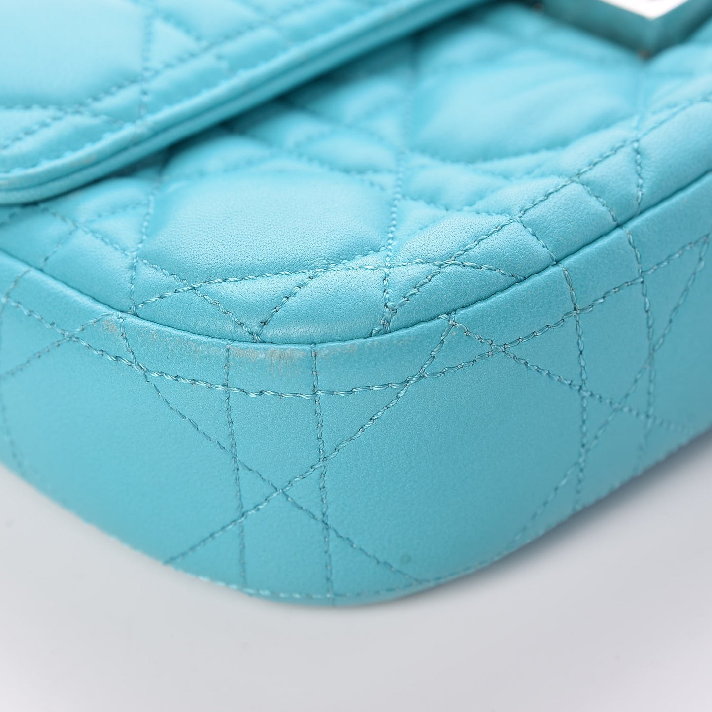 Lambskin Cannage Miss Dior Promenade Pouch Turquoise
