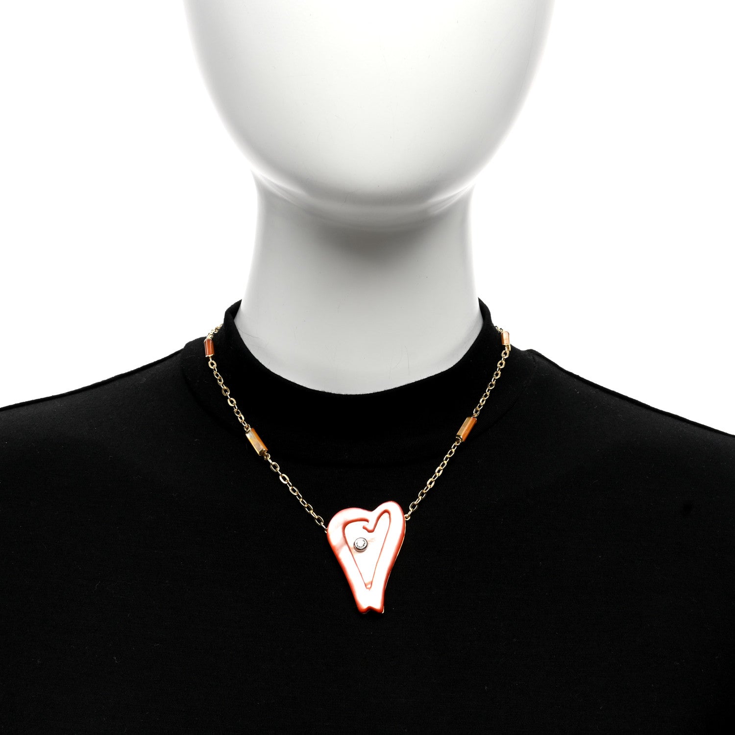 Roberto Coin 18K Yellow Gold Diamond Mother of Pearl Ariel's Heart of Hope Pendant Necklace Black 3 of 4