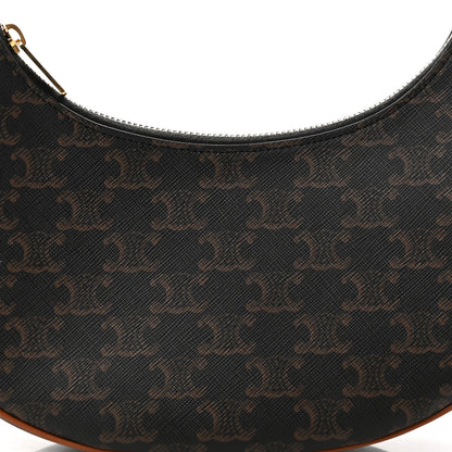 Celine Triomphe Canvas Calfskin Ava Shoulder Bag Tan 8 of 10