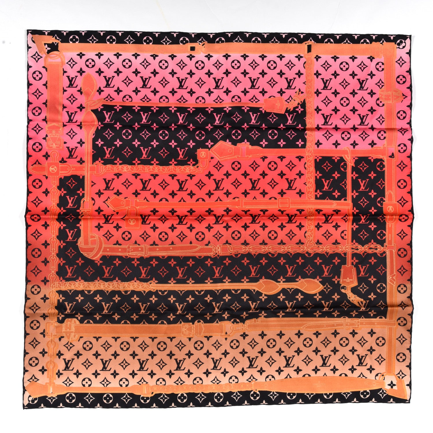Louis Vuitton Silk Monogram Rising Confidential Square Scarf 70 Beige Multicolor 1 of 3