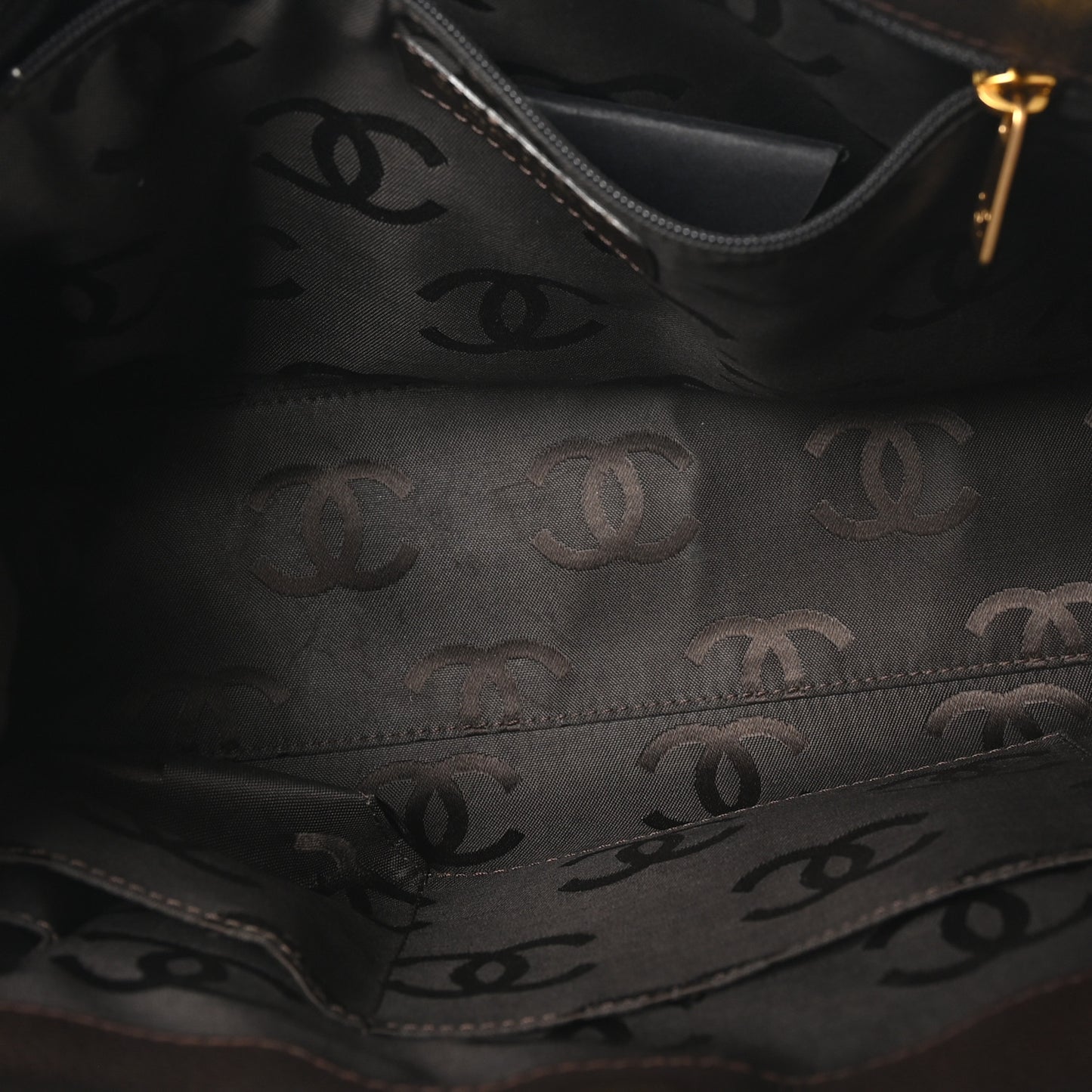 Caviar Quilted Shopping Tote  Dark Brown
