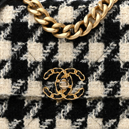 Chanel Tweed Quilted Medium Chanel 19 Flap Black Ecru White 8 of 13