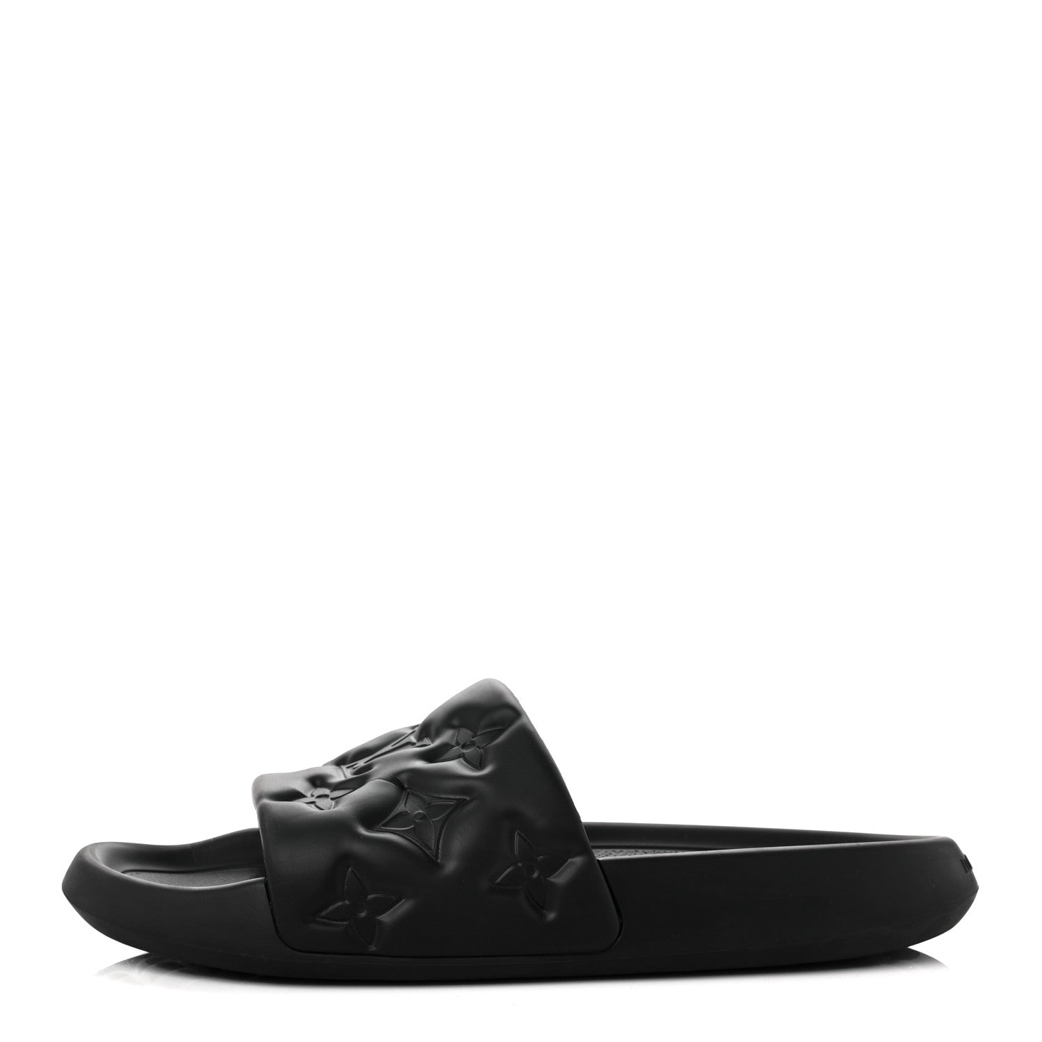 Louis Vuitton Rubber Embossed Monogram Mens Waterfront Mules 10 Black 1 of 10