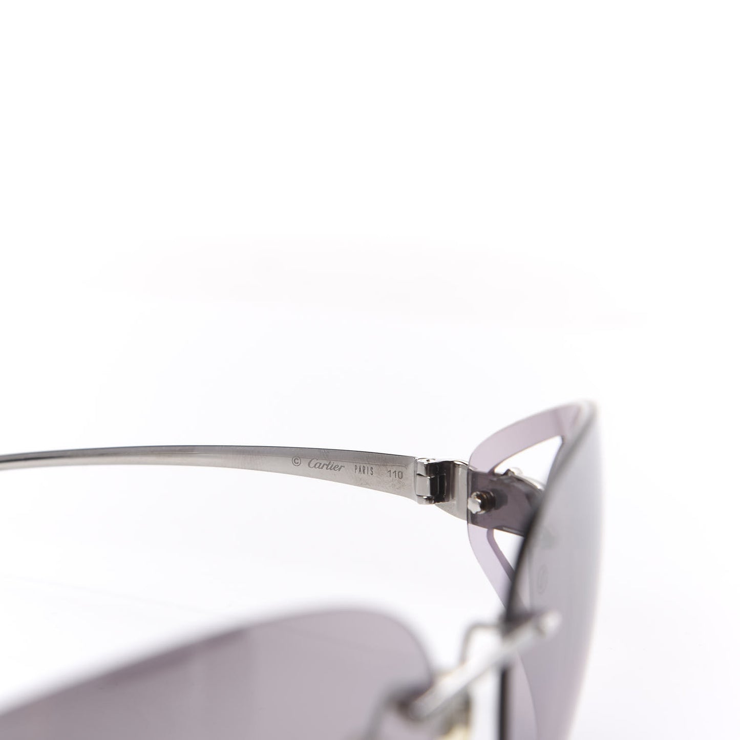 Panthere De Rimless Sunglasses in Purple and Silver