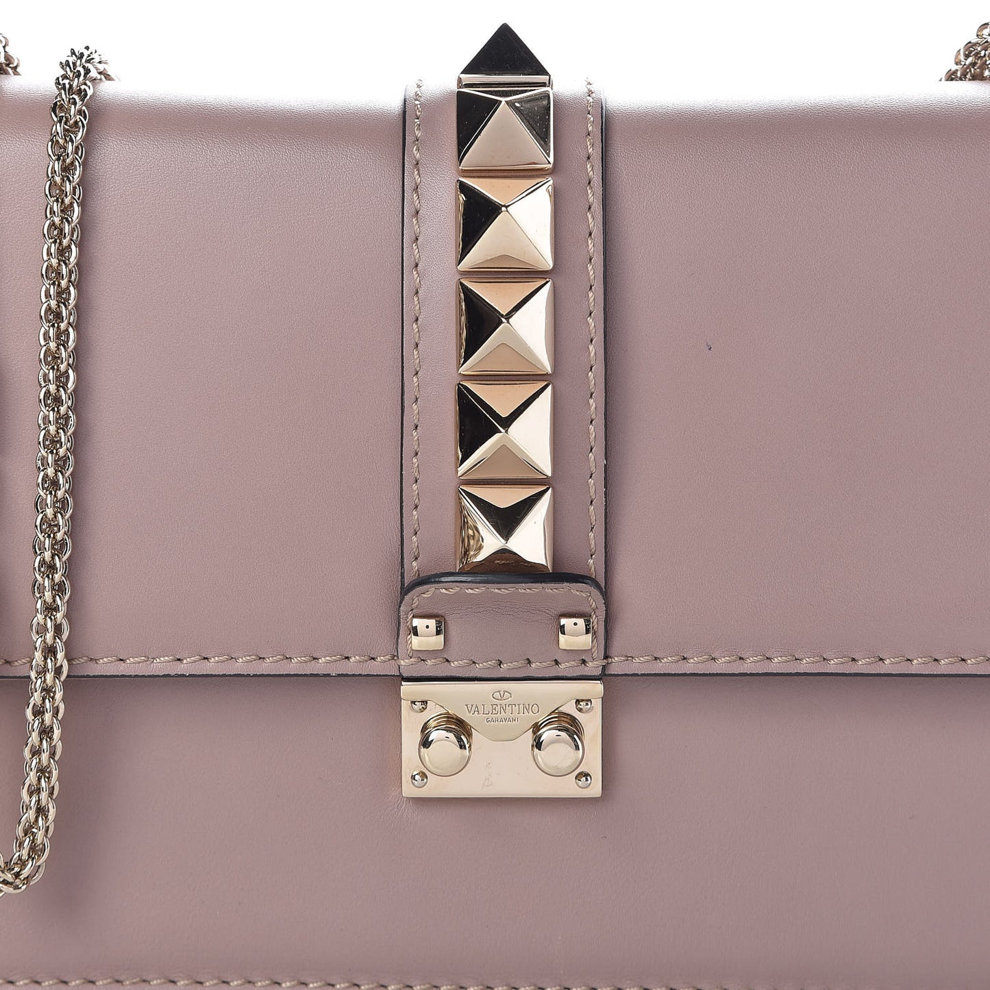 Vitello Medium Glam Lock Rockstud Flap Poudre